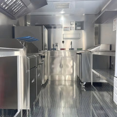 13.1ft Custom Red & Black Wavy Wrap Enclosed Food Trailer with Dual Axle & Front Generator Box