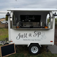 White Compact Mobile Bar Trailer Beverage Wedding Event Business Unit