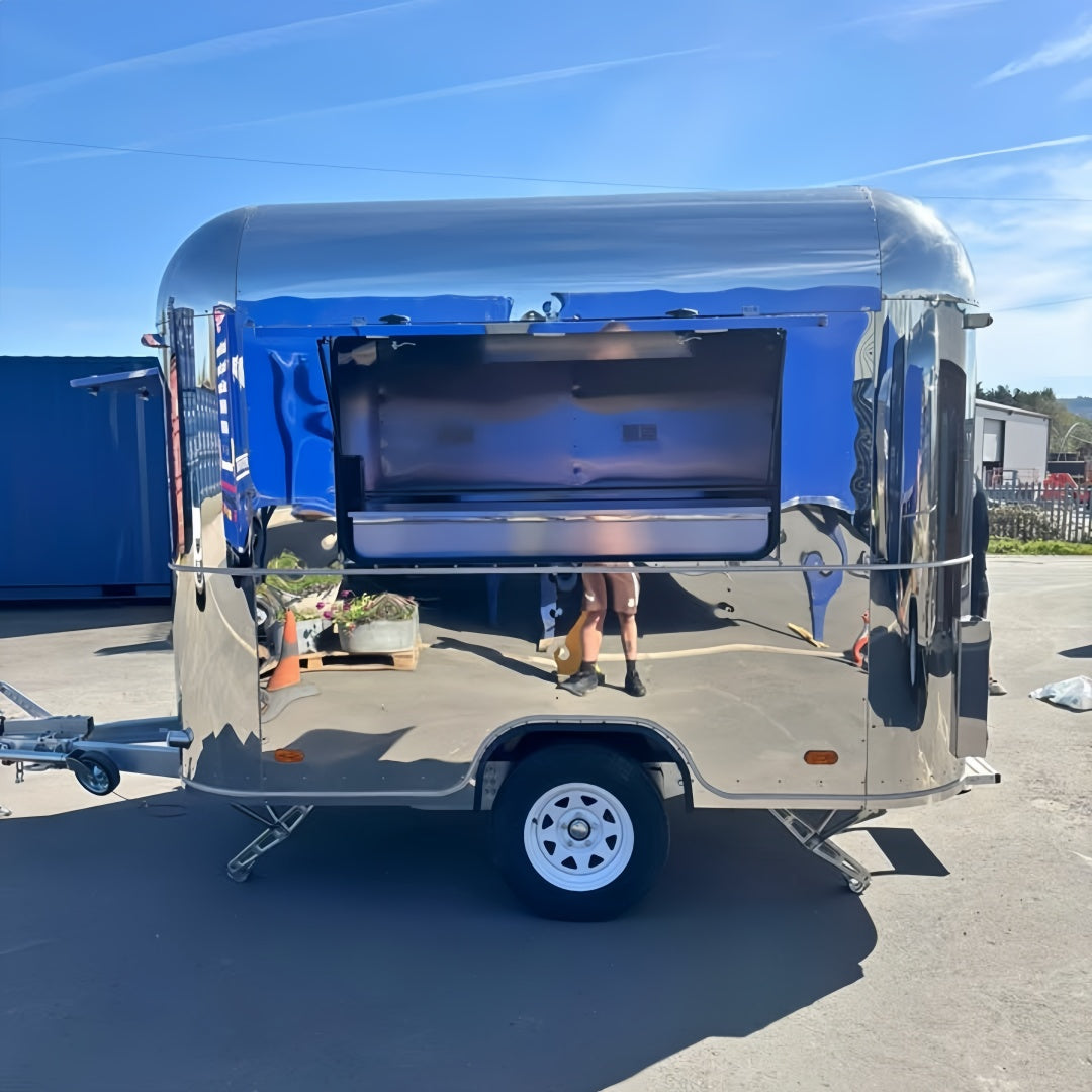 Custom Stainless Steel Food Trailer Mobile Kitchen Concession Trailer for Coffee, BBQ & Street Food