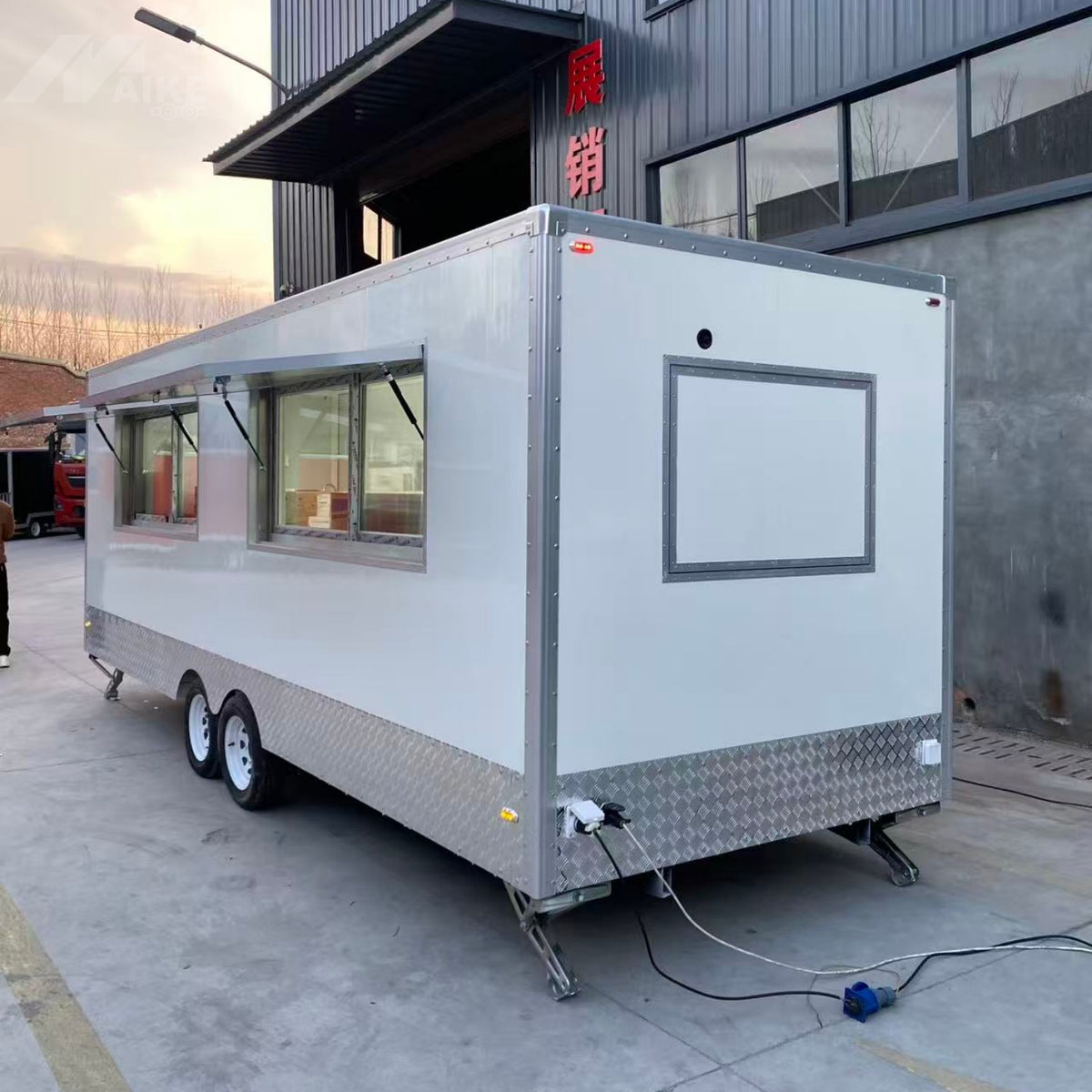 Large White Enclosed Food Trailer with Diamond Plate - Dual Axle