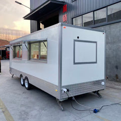 Large White Enclosed Food Trailer with Diamond Plate - Dual Axle