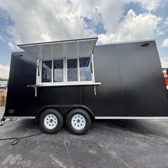 Custom Black Food Trailer with Serving Window Mobile Kitchen for BBQ, Coffee and Street Food
