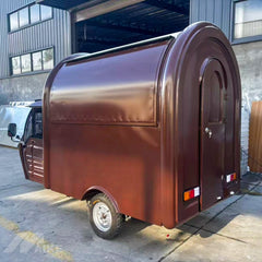 Retro Brown Three Wheel Food Truck with Mobile Kitchen for Coffee, Snacks and Desserts