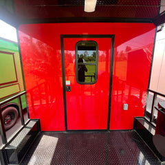 Red BBQ Smoker Trailer | Dual Axle Mobile Kitchen with Rear Deck