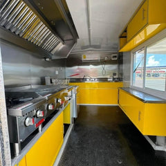 9.8ft Bright Yellow Compact Enclosed Food Trailer for Snacks & Hot Dogs with Single Axle & Diamond Plate Trim