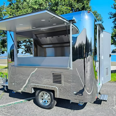 Polished Silver Concession Trailer [3m] - Retro Aero-Style Mobile Kitchen (Single Axle)
