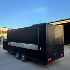 16.4ft Matte Black Enclosed Food Trailer for Event Catering & BBQ with Large Serving Windows & Front Storage Box