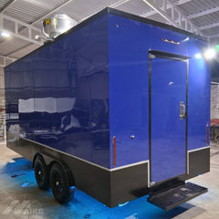 Custom Blue Food Trailer with LED Lighting Mobile Kitchen for Street Food, Coffee and Event Catering