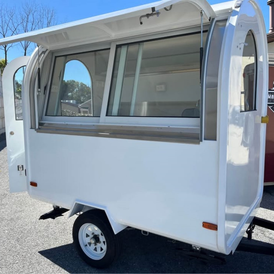 Minimalist White Round-Top Food Trailer [2.2m] - Compact Mobile Concession Cart (Single Axle)