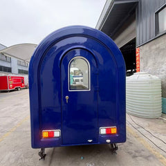 7.2ft Royal Blue Round Top Food Trailer for Mobile Coffee & Snacks with Single Axle & Built-in Sinks