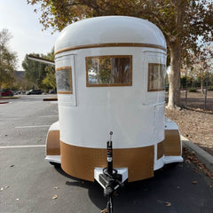 Vintage Horse Box Bar Trailer [3.5m] - Rustic White & Gold Mobile Coffee Van
