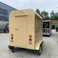 Rustic Beige Horsebox Food Trailer - Wood Paneling & Dual Axle