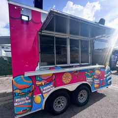 13.1ft Custom Wrapped Enclosed Food Trailer for Ice Cream & Water Ice with Exterior Speakers & Sliding Window