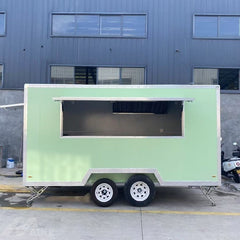 13ft Light Green Enclosed Food Trailer for Street Food & Drinks with Dual Axle & Stabilizer Jacks