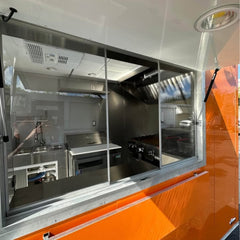 10ft Bright Orange Compact Enclosed Food Trailer with AC, Commercial Exhaust Hood & Single Axle