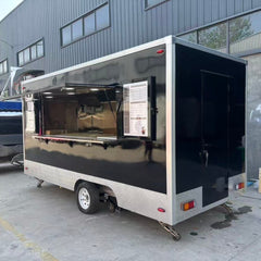 13ft Black Enclosed Food Trailer for Street Food Catering with Diamond Plate Trim & Menu Boards