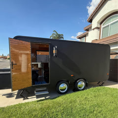 Premium Food Trailer Black Mobile Coffee Bar Catering Street Food Unit