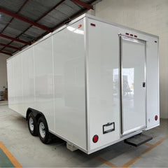16ft White Enclosed Food Trailer with Dual Serving Windows & Stainless Steel Counter