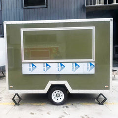 Olive Green Compact Food Trailer with Serving Window for Coffee, Snacks and Street Food