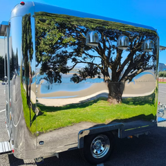 Polished Silver Concession Trailer [3m] - Retro Aero-Style Mobile Kitchen (Single Axle)