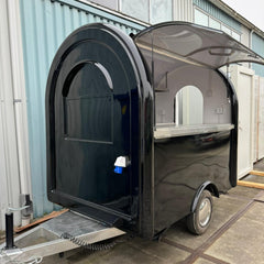 Black Mobile Food Trailer Coffee Catering Street Food Van Compact Unit