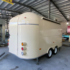 Cream Retro Food Trailer Concession Catering Mobile Kitchen Double Axle Unit