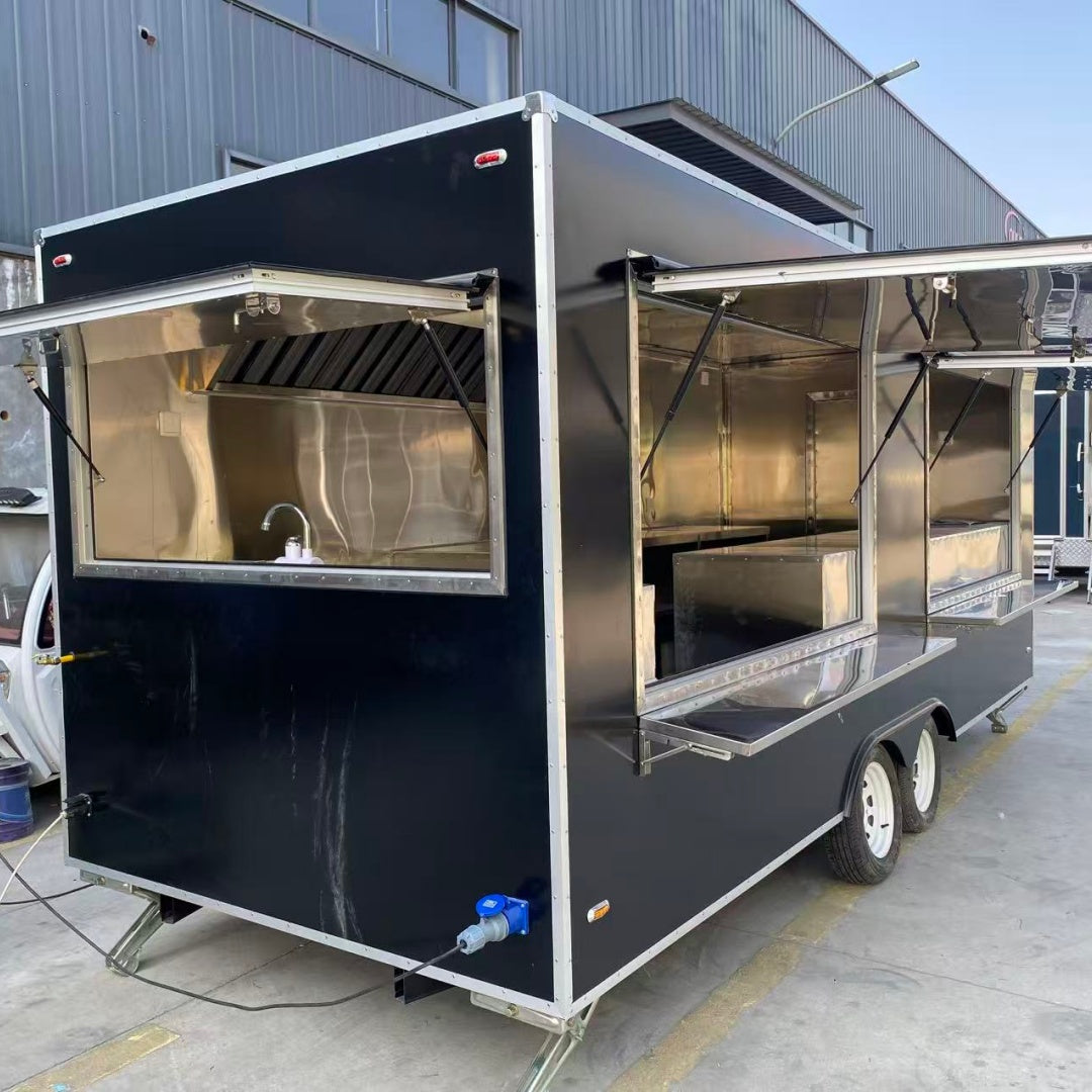 Black Square Food Trailer [16.4ft] - Heavy Duty Mobile Kitchen with Exhaust Hood