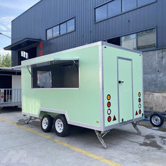 13ft Light Green Enclosed Food Trailer for Street Food & Drinks with Dual Axle & Stabilizer Jacks