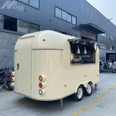 Vintage Cream Capsule Food Trailer - Dual Axle Mobile Cafe
