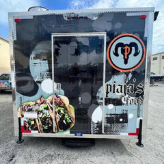9.8ft Custom Wrapped Enclosed Food Trailer for Burgers & Smoothies with Single Axle & Exterior Spotlights
