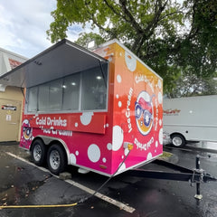 Custom Wrapped Ice Cream Trailer [4m] - "Cold Drinks" Concession with Sliding Glass Windows