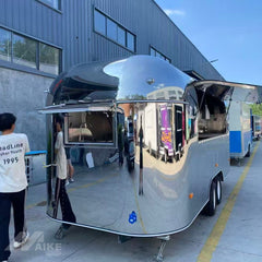 Silver Mirror Finish Food Trailer with Commercial Kitchen for BBQ, Burgers and Street Food