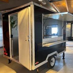 Compact Black Enclosed Food Trailer - Single Axle