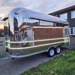 Mirror Finish Aero-Style Concession Trailer - Premium Silver Mobile Kiosk
