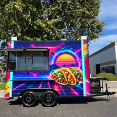 Neon Taco Double Axle Food Trailer with Commercial Kitchen for Tacos, BBQ and Street Food