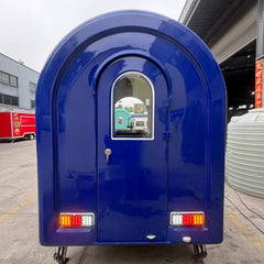 7.2ft Royal Blue Round Top Food Trailer for Mobile Coffee & Snacks with Single Axle & Built-in Sinks
