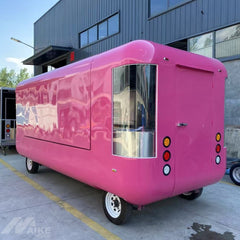 16.4ft Hot Pink Capsule Food Trailer for Desserts & Bubble Tea with Curved Corner Windows