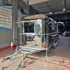 Mirror Polished Stainless Steel Food Trailer with Roof Exhaust - Dual Axle
