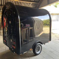 Glossy Black Retro Food Trailer [2.2m] - Vintage Round-Top Mobile Bar