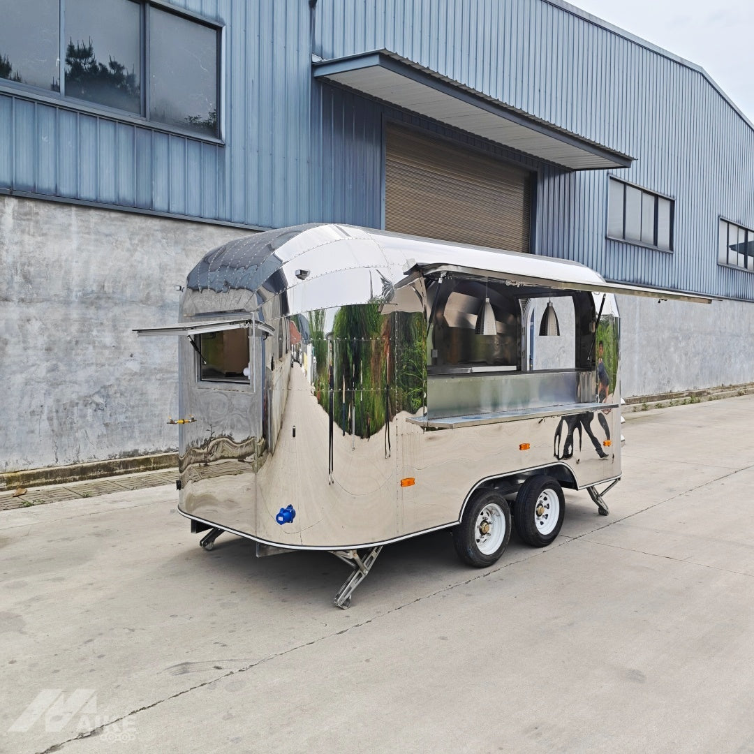 13.1ft Mirror Stainless Steel Aero Style Food Trailer for Premium Event Catering with Dual Axle