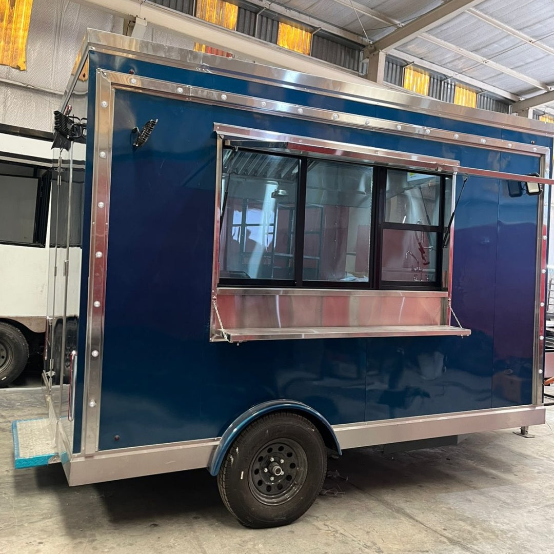 Deep Blue Mobile Kitchen - Single Axle Trailer with AC & Power Platform