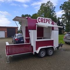 Converted Horse Box Catering Trailer - Burgundy & White Mobile Dessert Cart