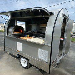 7.2ft Silver Round Top Food Trailer for Pizza & Fast Food with Single Axle & Diamond Plate Skirt
