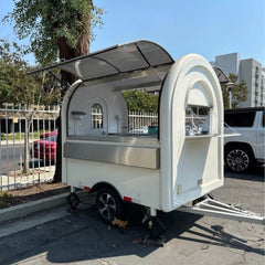 White Round-Top Food Trailer [2.2m] - Compact Mobile Coffee Cart (Single Axle)
