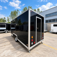 Black Double Axle Food Trailer with Commercial Kitchen for Burgers, BBQ and Street Food