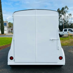 Vintage White Horse Trailer-Style Dual-Axle Food Cart with Copper Accents