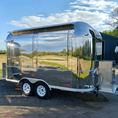 13.1ft Mirror Stainless Steel Aero Style Food Trailer for Premium Catering with Dual Axle & LED Awning Lights