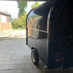Glossy Black Retro Food Trailer [2.2m] - Vintage Round-Top Mobile Bar