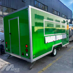 Green Double Axle Food Trailer with Stainless Steel Kitchen for BBQ, Burgers and Street Food