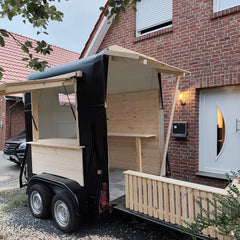 Matte Black Horse Box Trailer [3m] - Industrial Style with Natural Wood Trim